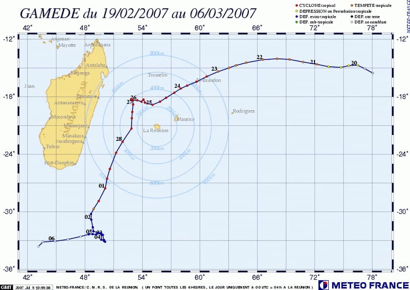 Image d'illustration pour Février 2007: cyclone Gamède et records mondiaux de pluie à La Réunion