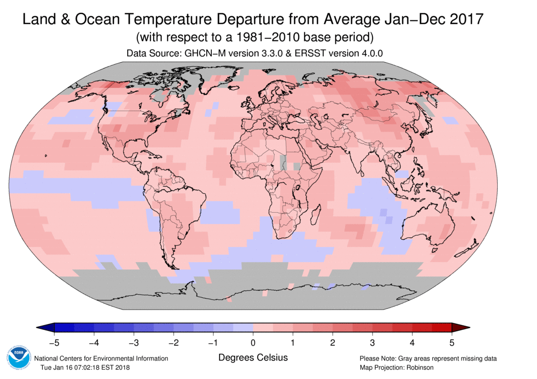 Image d'illustration pour 2017 exceptionnellement chaud : confirmation de la NASA et NOAA
