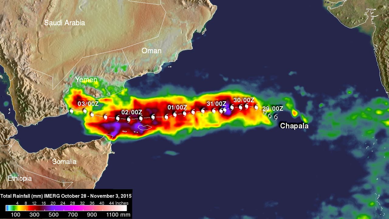 Image d'illustration pour Cyclone Chapala : intensité rare en Mer d'Arabie et risque pour le Yémem