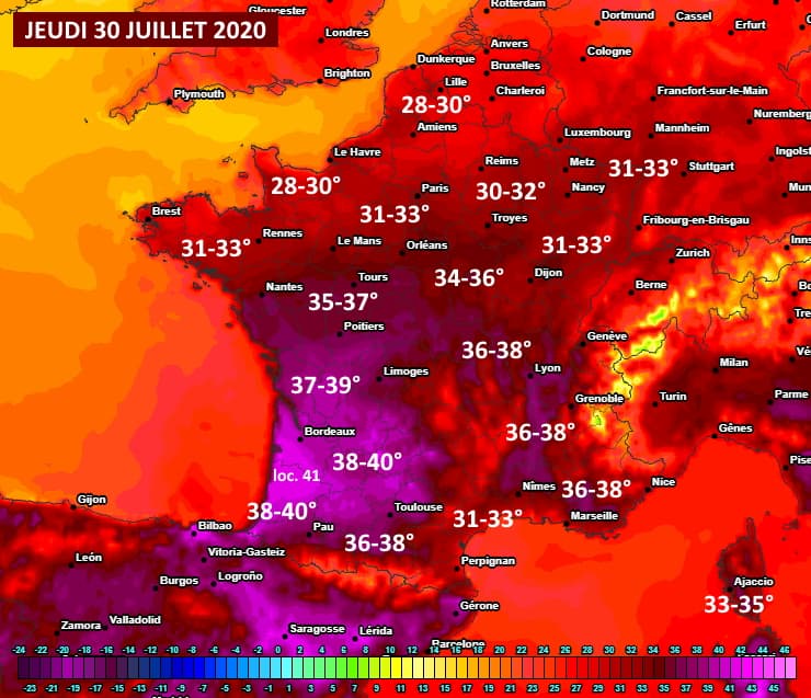 Image d'illustration pour Températures caniculaires sur la France entre jeudi et samedi