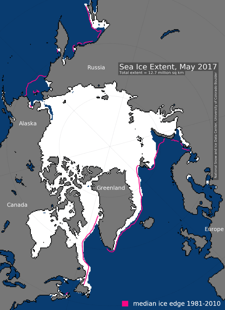Image d'illustration pour Retrait de la banquise Arctique un peu moindre en mai