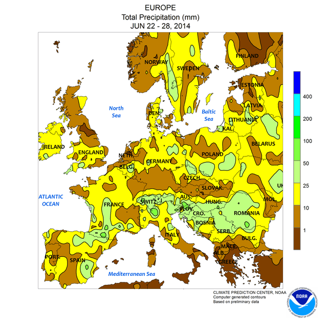 Image d'illustration pour Bilan de la semaine en Europe : plutôt chaude - précipitations contrastées