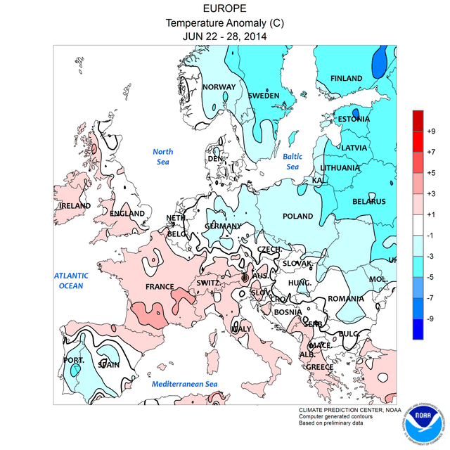 Image d'illustration pour Bilan de la semaine en Europe : plutôt chaude - précipitations contrastées