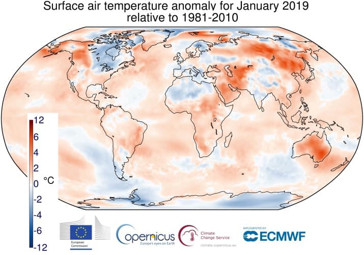 Image d'illustration pour Janvier 2019 plus chaud que la normale dans le Monde