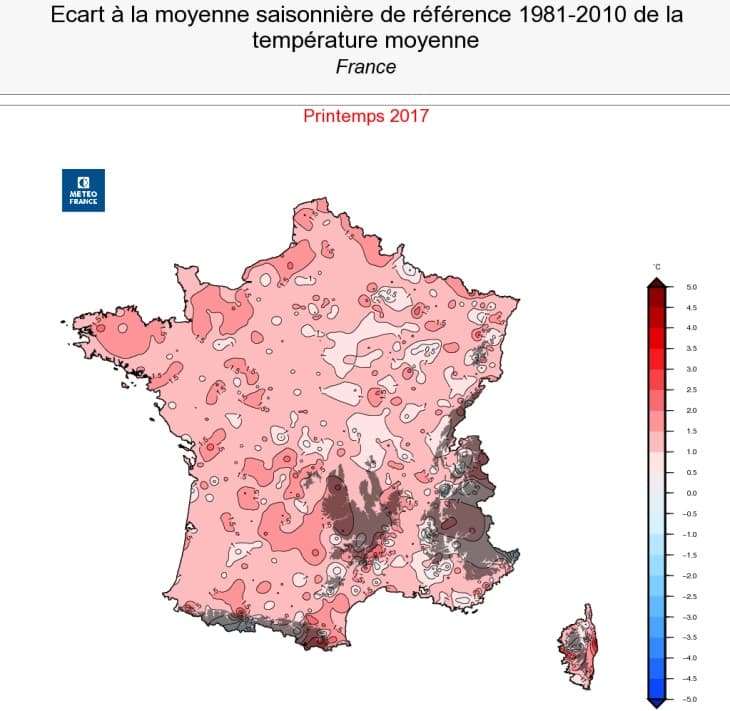 Image d'illustration pour Printemps 2017 : 3ème plus doux des mesures en France