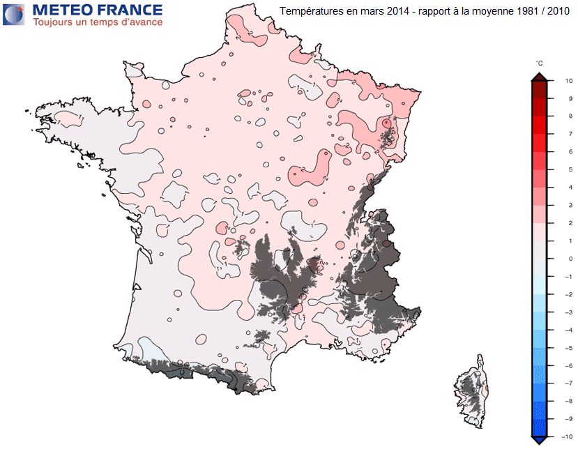 Image d'illustration pour Bilan de mars 2014 en cartes : doux, sec et ensoleillé