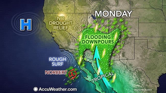 Image d'illustration pour Cyclone Norbert : dégâts au Mexique et aux Etats Unis