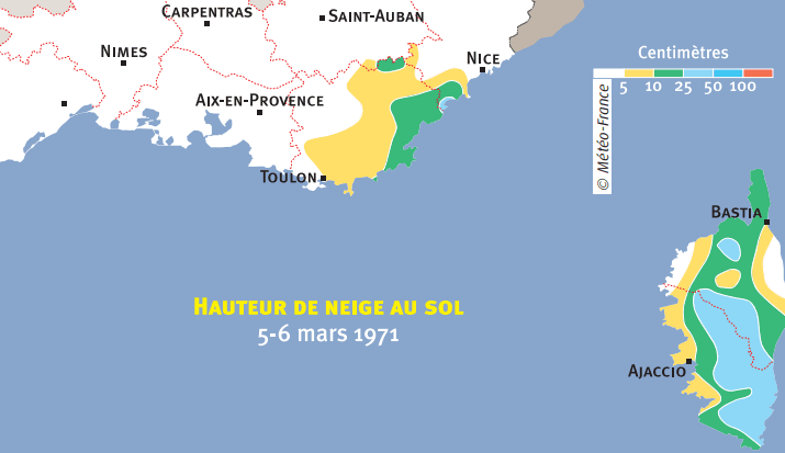 Image d'illustration pour Vague de froid tardive et neige en mars 1971