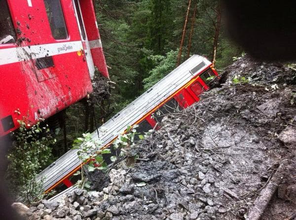 Image d'illustration pour Glissement de terrain - déraillement d'un train en Suisse