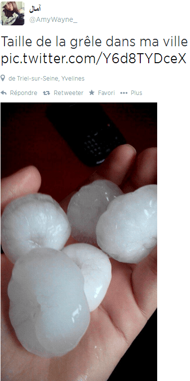 Image d'illustration pour Orage de grêle violent sur Yvelines, Val d'Oise, Oise, Aisne - énormes grêlons