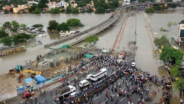 Image d'illustration pour Inondations meurtrières autour de Chennai en Inde