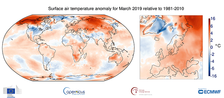 Image d'illustration pour Mars 2019 : 2eme mois de mars le plus doux dans le Monde