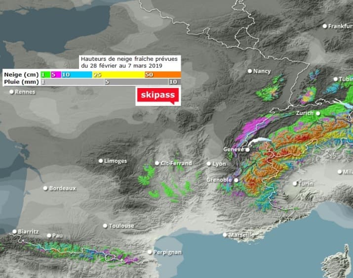 Image d'illustration pour Enneigement sur Pyrénées et Alpes & vacances de février